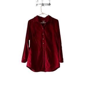 J. Jill Red Corduroy Long Sleeve Button Up Size Small